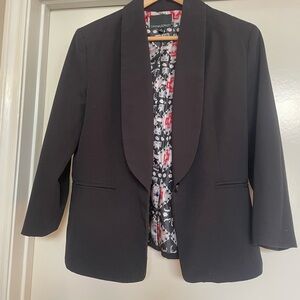 Cynthia Rowley Black one button 3/4 sleeve Blazer Jacket